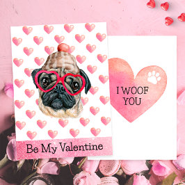 Tarjeta Festiva Pug Divertido Te Adoro Perro Día de San Valentín