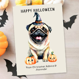 Tarjeta Festiva Pug Dog Happy Halloween