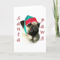 Pug (fawn) Santa Paws