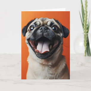 Tarjeta Festiva Pug Feliz Perro Lindo