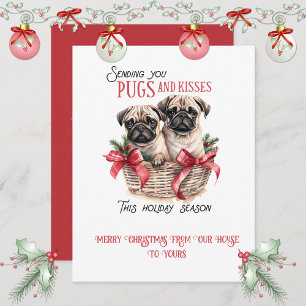 Tarjeta Festiva Pug Navideño Caprichoso