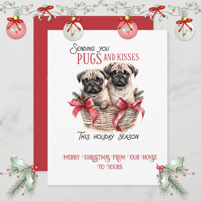 Tarjeta Festiva Pug Navideño Caprichoso | (Subido por el creador)