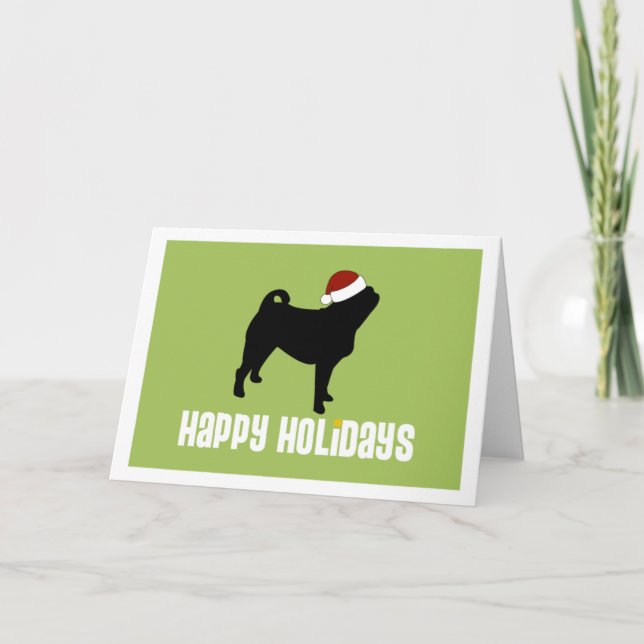 Tarjeta Festiva Pug Santa Hat (Anverso)