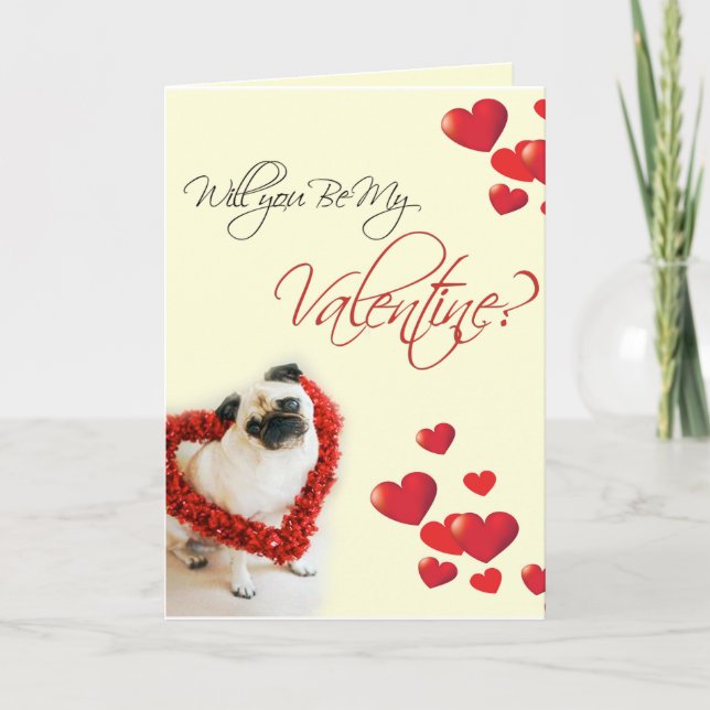 Tarjeta Festiva Pug Valentine (Anverso)