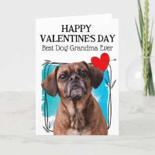 Tarjeta Festiva Puggle Mejor Perro Abuela Día de San Valentín Pers