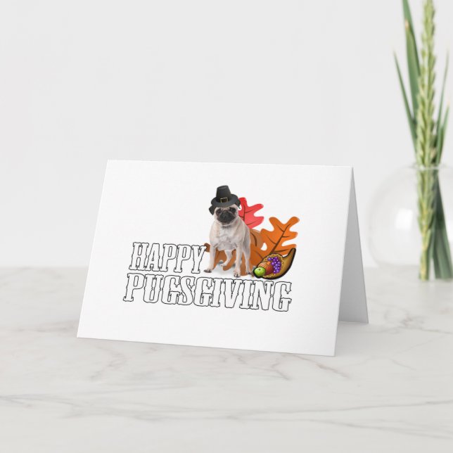 Tarjeta Festiva Pugsgiving feliz (Anverso)