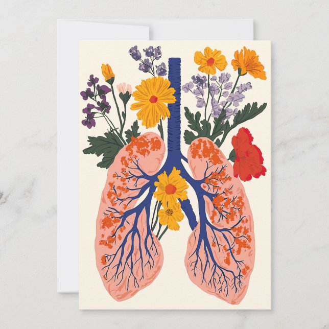 Tarjeta Festiva Pulmones en Blooming - Armonía de la Naturaleza y  (Anverso)