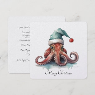 Tarjeta Festiva Pulpo Alegría de Navidad, personalizado