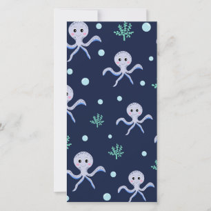 Tarjeta Festiva Pulpo bajo el mar patrón infantil