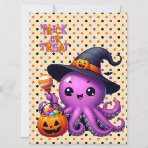 Tarjeta Festiva Pulpo de Halloween 'Truco o trato' 