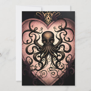 Tarjeta Festiva Pulpo gótico estilo tatuaje