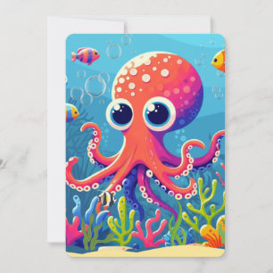 Tarjeta Festiva Pulpo lindo caribeño/tropical/hawaiano