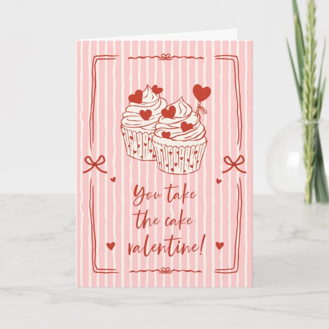 Tarjeta Festiva Pun del Cupcake Divertido del Día de San Valentín  (Anverso)
