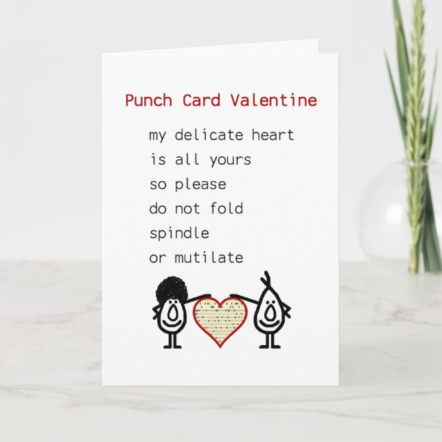 Tarjeta Festiva Punch Card Valentine - un poema divertido de San V (Anverso)