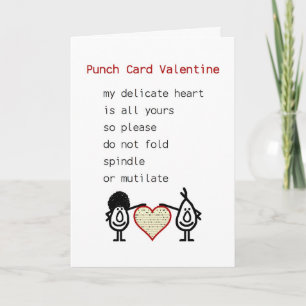 Tarjeta Festiva Punch Card Valentine - un poema divertido de San V