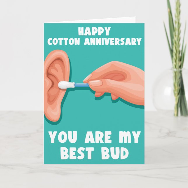 Tarjeta Festiva Punny Cotton Aniversario (Anverso)