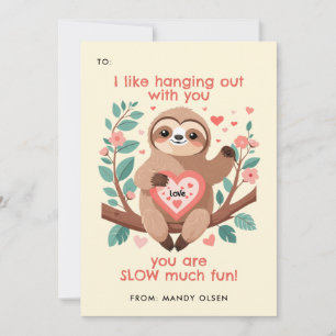 Tarjeta Festiva Punny Sloth Classroom Valentine Exchange