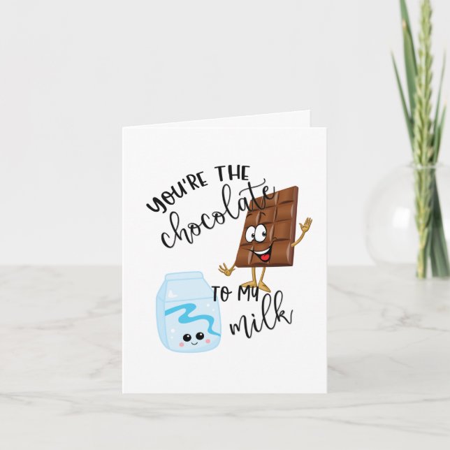Tarjeta Festiva Punny Valentine | Eres el chocolate a mi leche (Anverso)