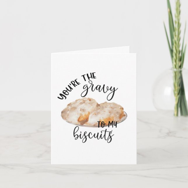 Tarjeta Festiva Punny Valentine | Eres el Gravy para mis Biscuits (Anverso)