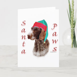 Tarjeta Festiva Puntero Santa Paws, de cabello alámbrico alemán