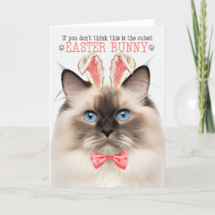 Tarjeta Festiva Punto de foco Ragdoll Cutest Easter Bunny Kitty Pu