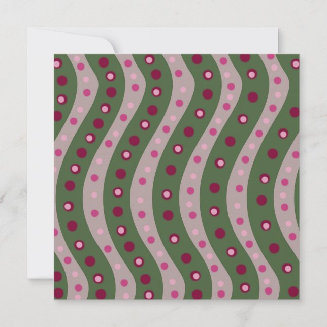 Tarjeta Festiva Punto Polka Magenta Pink Green Springtime Patterad (Anverso)