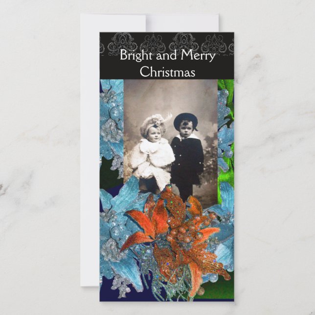 TARJETA FESTIVA PUNTOS AZULES ROJOS,ESTÁNDARES NAVIDADES EN DERRAM (Anverso)