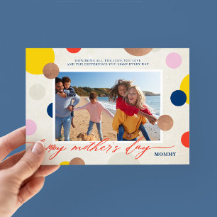 Tarjeta Festiva Puntos Brillantes Feliz Día de la Madre Mamá Foto