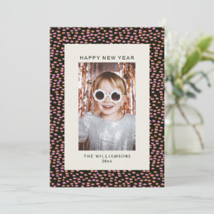 Tarjeta Festiva Puntos de Confeti Modernos Festivos Año Nuevo