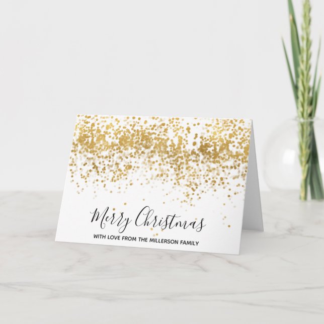 Tarjeta Festiva Puntos de Confetti de oro (Anverso)