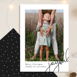 Tarjeta Festiva Puntos simples Black Joyful Script Elegante Foto