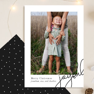 Tarjeta Festiva Puntos simples Black Joyful Script Elegante Foto