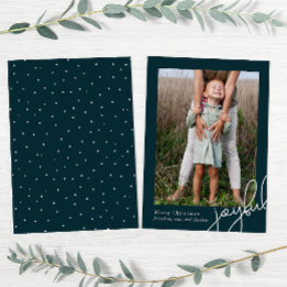 Tarjeta Festiva Puntos simples Verde azulados Joyful Script Elegan