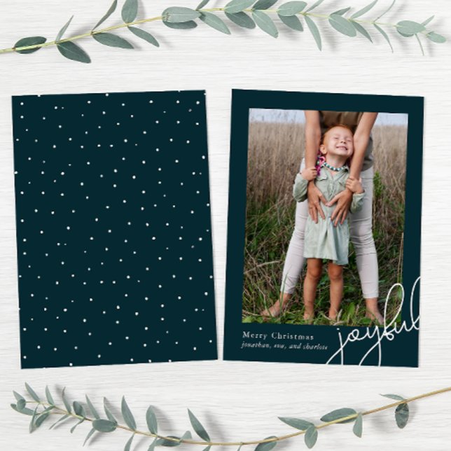 Tarjeta Festiva Puntos simples Verde azulados Joyful Script Elegan (Subido por el creador)