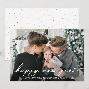 Tarjeta Festiva Puntos simples y festivos Feliz Año Nuevo