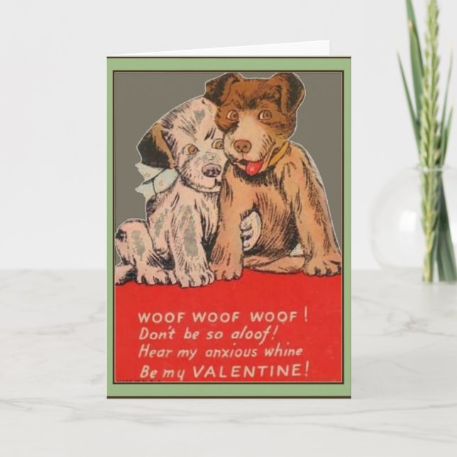 Tarjeta Festiva Puppies Vintage Valentine Greeting Card (Anverso)