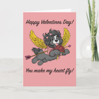Tarjeta Festiva Puppy Dog Cupid Valentine’s Day Card -blank inside