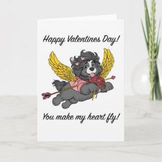 Tarjeta Festiva Puppy Dog Cupid Valentine’s Day Card -blank inside