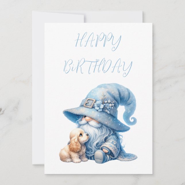 Tarjeta Festiva Puppy Lover Gnome Cocker Spaniel (Anverso)