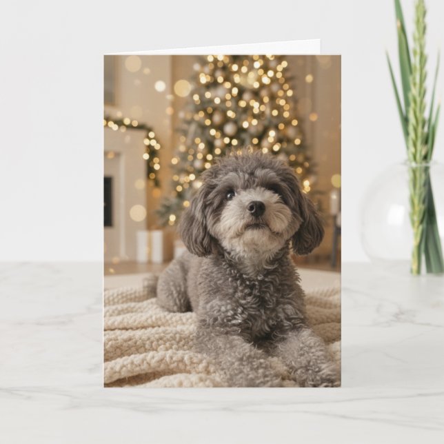 Tarjeta Festiva Puppy's First Christmas! - Customizable (Anverso)