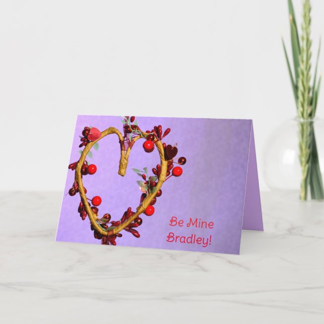 Tarjeta Festiva Purple Be Mine Para Él Valentines De Corazón Claro (Anverso)