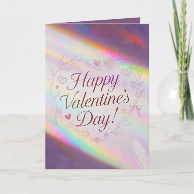 Tarjeta Festiva Purple Iridescent Valentine's Day  (Anverso)