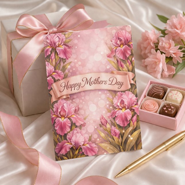 Tarjeta Festiva Purple Iris Mother’s Day Greeting Design (Subido por el creador)