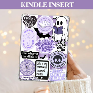 Tarjeta Festiva Purple Kindle Insert Girlie Spookish Bookish Ghost