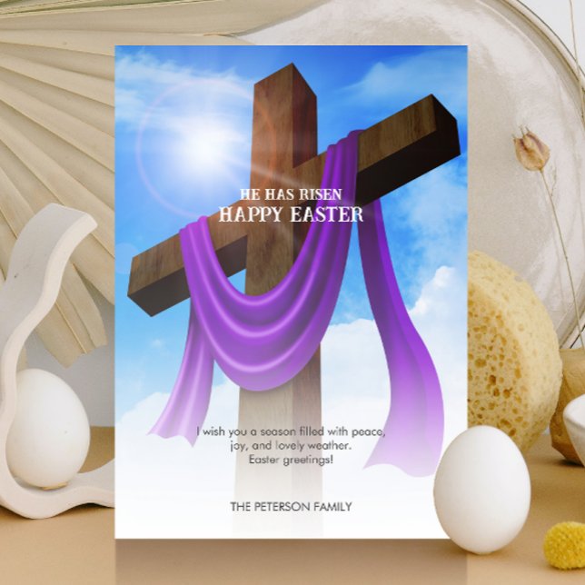 Tarjeta Festiva Purple Sash on Cross | Paisaje nublado | Ha Crecid (Subido por el creador)