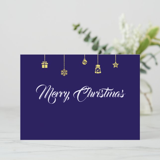 Tarjeta Festiva Purple wish card Merry Christmas (Anverso de pie)