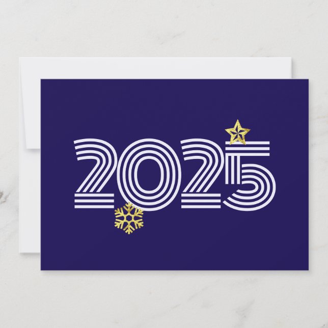 Tarjeta Festiva Purple wish card New Year with gold snowflakes (Anverso)