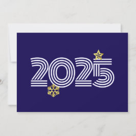 Tarjeta Festiva Purple wish card New Year with gold snowflakes