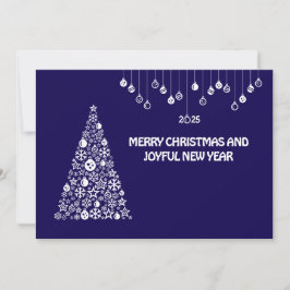 Tarjeta Festiva Purple wish card New Year with tree & balls