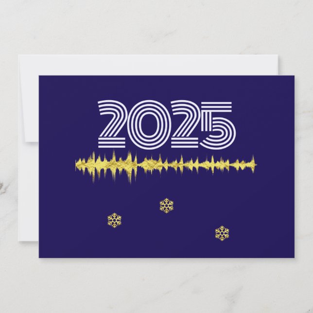 Tarjeta Festiva Purple wish card New Year with wave snowflakes (Anverso)